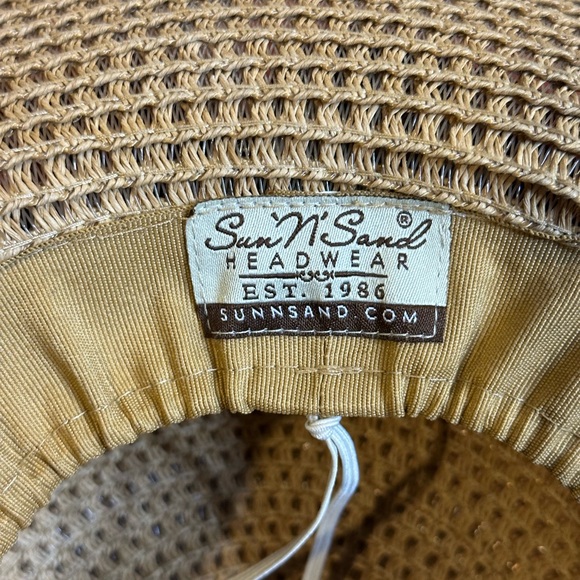 Sun N’ Sand Straw Sun Hat Wide Brim Leopard Print Scarf Ribbon Bow Women’ - Picture 5 of 7